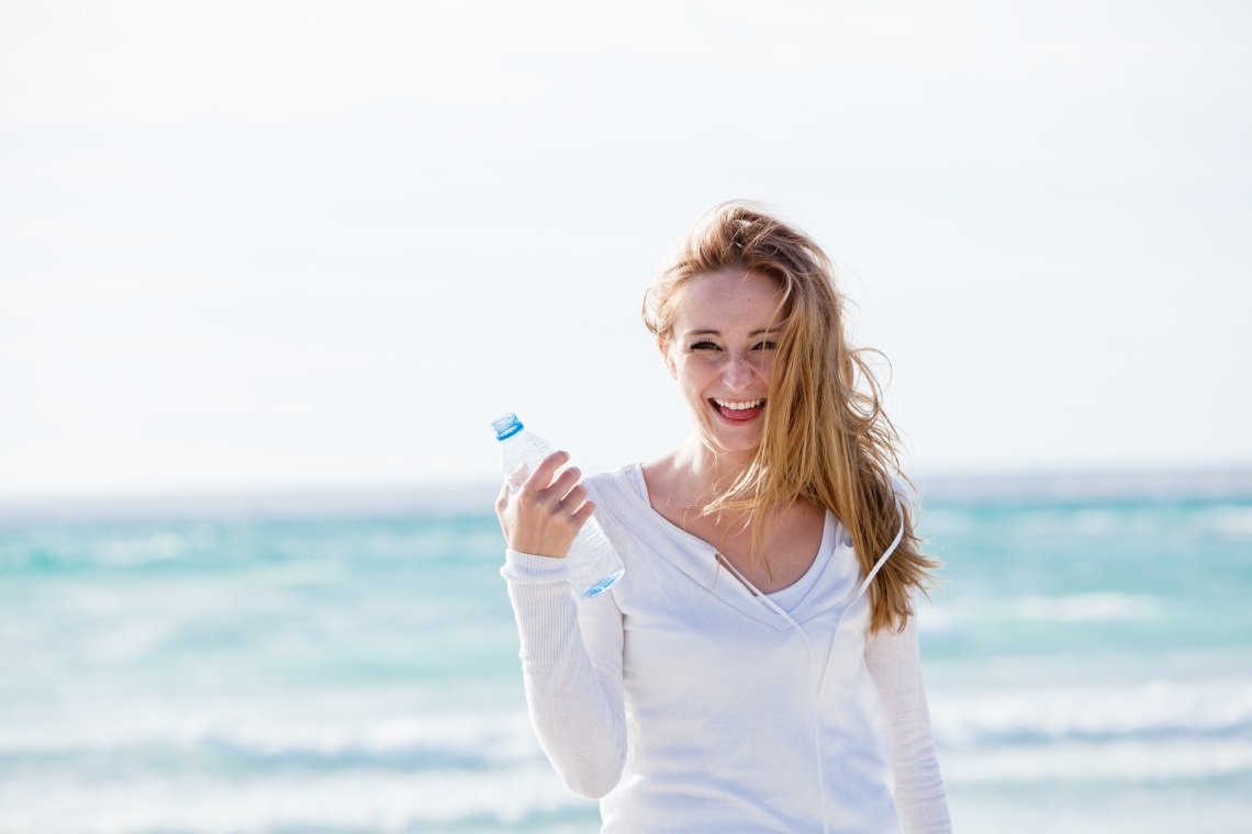 girl drinking a water