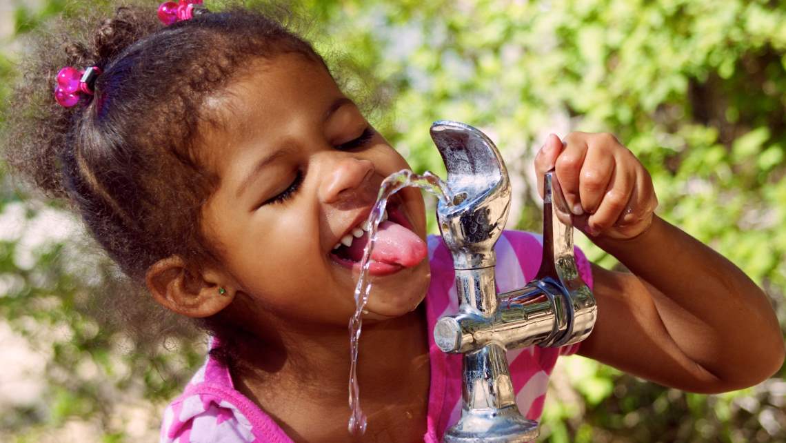 girl drinking water