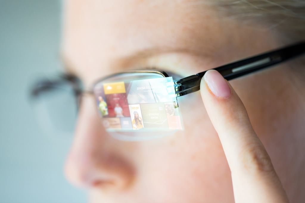 woman in smart glasses